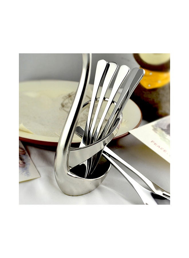 Swan Tableware Spoon Fork Holder Silver 17x6x8centimeter