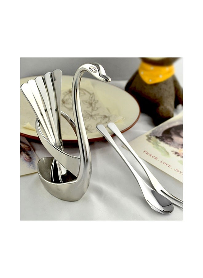 Swan Tableware Spoon Fork Holder Silver 17x6x8centimeter