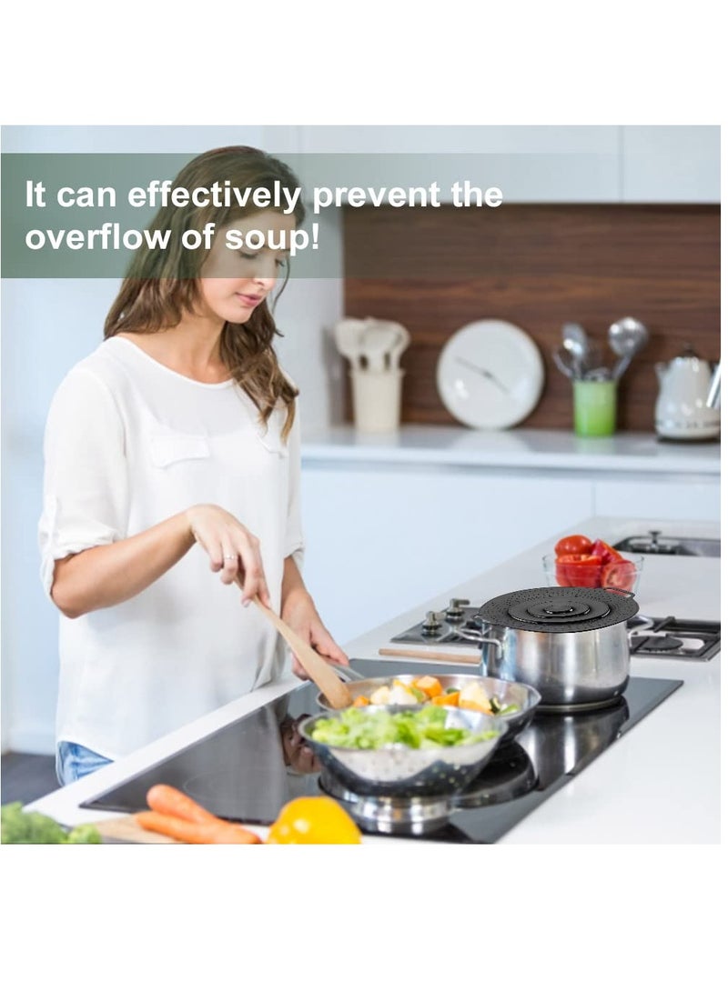 Pot Cover Spill Stopper Lid, Silicone Spill Stopper Reusable Boil Over Spill Stopper Lid Multifunctional Overflow Stopper Lid for Pans and Pots Boil Kitchen Over Safeguard(11.8 Inch)