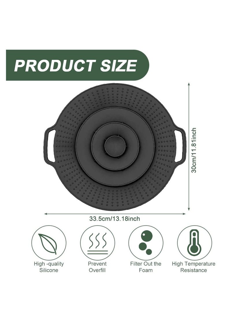 Pot Cover Spill Stopper Lid, Silicone Spill Stopper Reusable Boil Over Spill Stopper Lid Multifunctional Overflow Stopper Lid for Pans and Pots Boil Kitchen Over Safeguard(11.8 Inch)