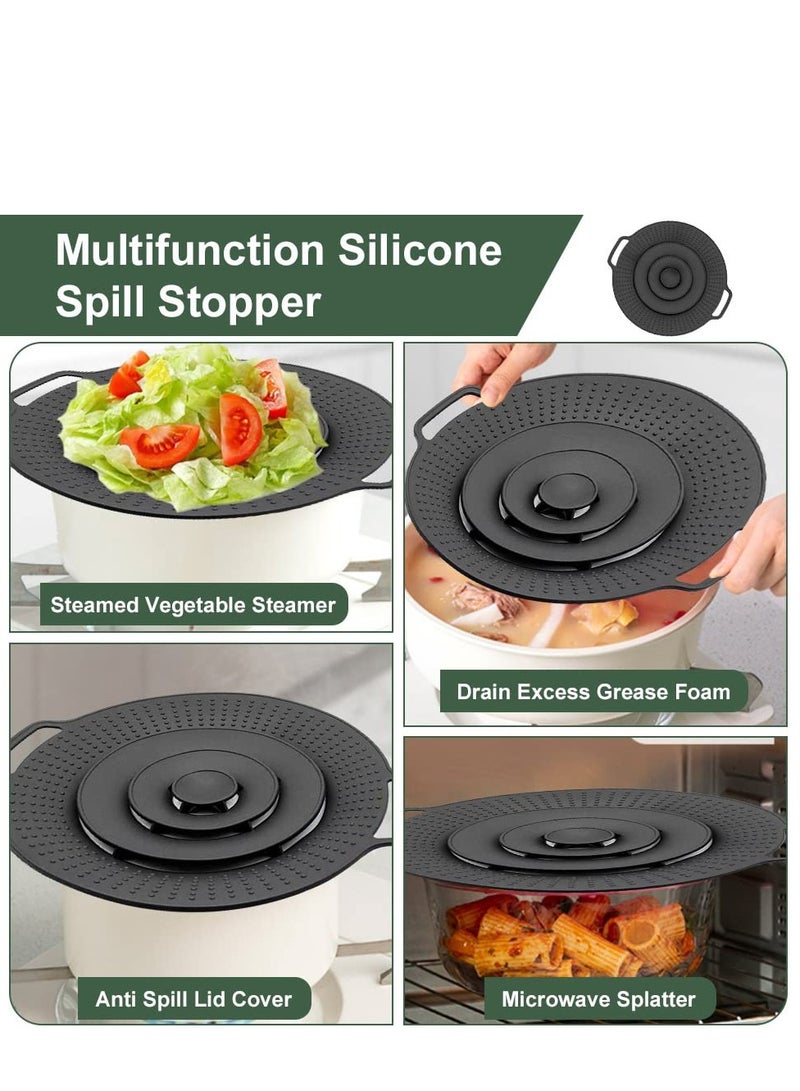 Spill Stopper, Lid Cover Silicone Spill Stopper, Reusable Boil Over Spill Stopper Lid, Multifunctional Overflow Stopper Lid for Pans and Pots Boil Kitchen Over Safeguard (11.8 Inch)