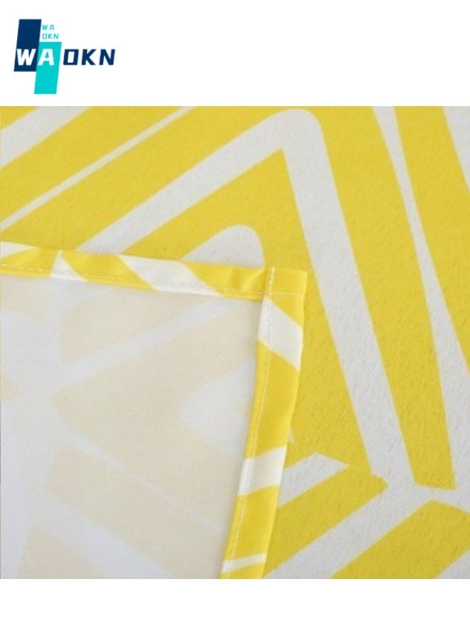 Geometric Printed Tablecloth, Polyester Top Protection, Rectangular Table Decoration, Nordic Style Table Cover (140X180 cm - 4 Seats, Yellow)