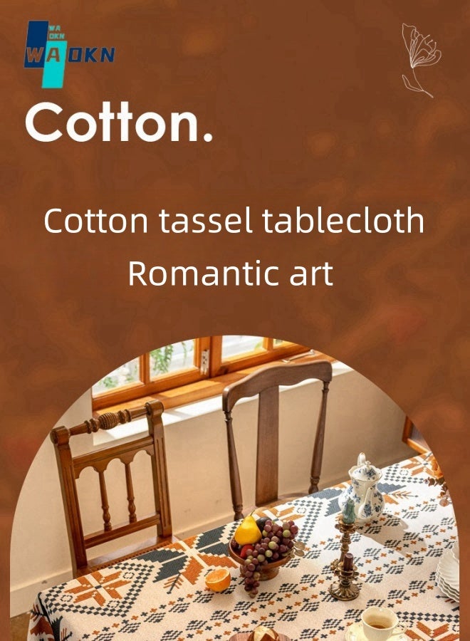 Bohemian Cotton Tablecloth, Romantic Art Top, Wrinkle-free and Dustproof Table Top, Table Decoration for Kitchen, Dining Room, Indoor and Outdoor (130 x 180cm)