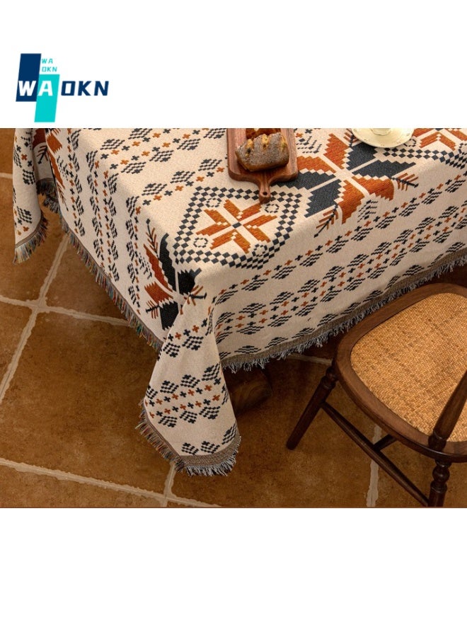 Bohemian Cotton Tablecloth, Romantic Art Top, Wrinkle-free and Dustproof Table Top, Table Decoration for Kitchen, Dining Room, Indoor and Outdoor (130 x 180cm)