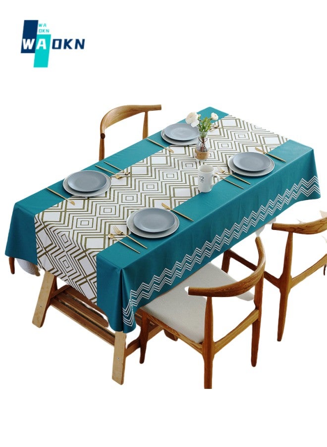 140 x 180 cm Waterproof Rectangular PVC Tablecloth, Oil and Stain Resistant Tablecloth Cover, Wipeable Plastic Tabletop Protection, Suitable for Kitchen Dining Party Tabletop Decoration