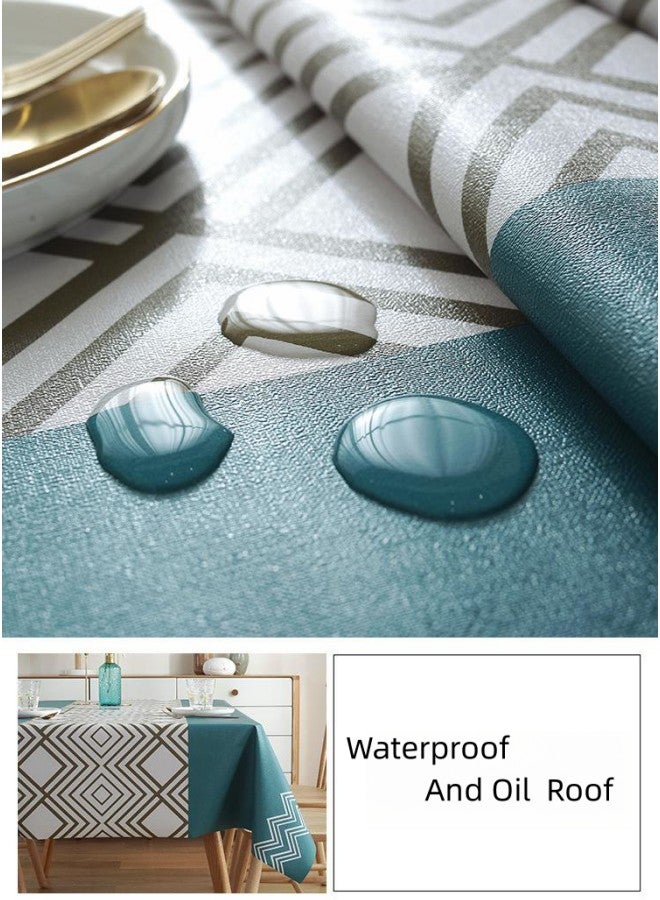 140 x 180 cm Waterproof Rectangular PVC Tablecloth, Oil and Stain Resistant Tablecloth Cover, Wipeable Plastic Tabletop Protection, Suitable for Kitchen Dining Party Tabletop Decoration