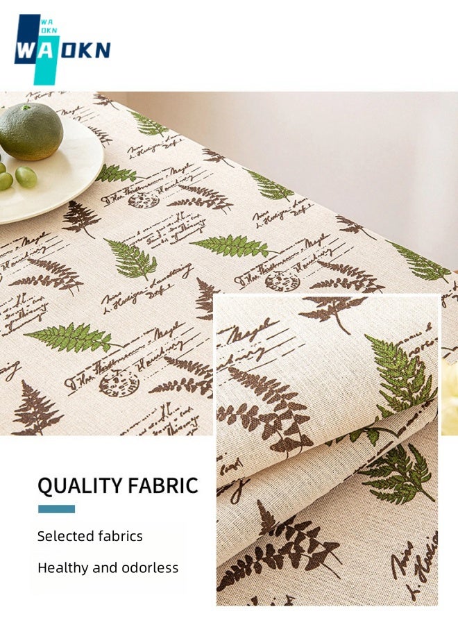 Rustic Leaf Print Tablecloth, Polyester Top Protection, Rectangular Table Top Decoration, Tassel Table Cover (140X180 cm - 4 Seats)