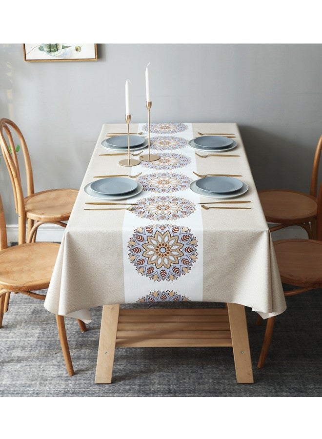 Classic European Printed Tablecloth, Rural Printed PVC Tabletop Cover, Farmhouse Tabletop Decoration 140x180cm Rectangular Kitchen Dining Tabletop Protection