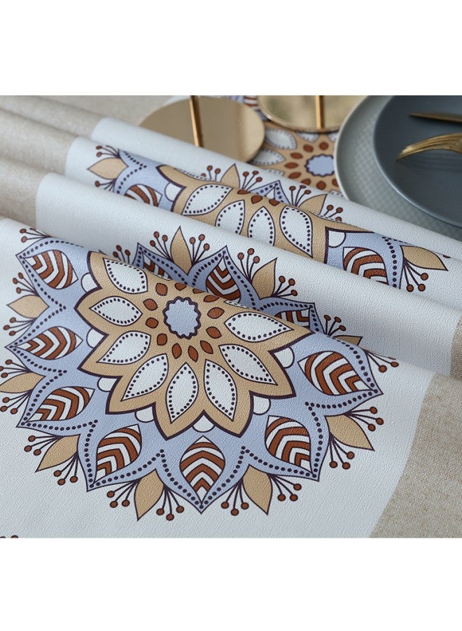 Classic European Printed Tablecloth, Rural Printed PVC Tabletop Cover, Farmhouse Tabletop Decoration 140x180cm Rectangular Kitchen Dining Tabletop Protection