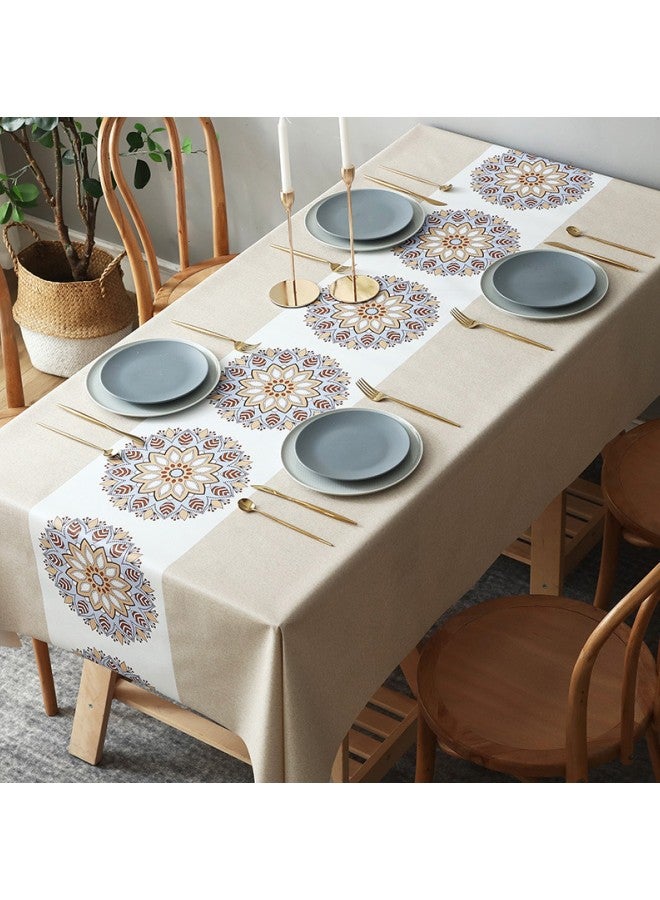 Classic European Printed Tablecloth, Rural Printed PVC Tabletop Cover, Farmhouse Tabletop Decoration 140x180cm Rectangular Kitchen Dining Tabletop Protection