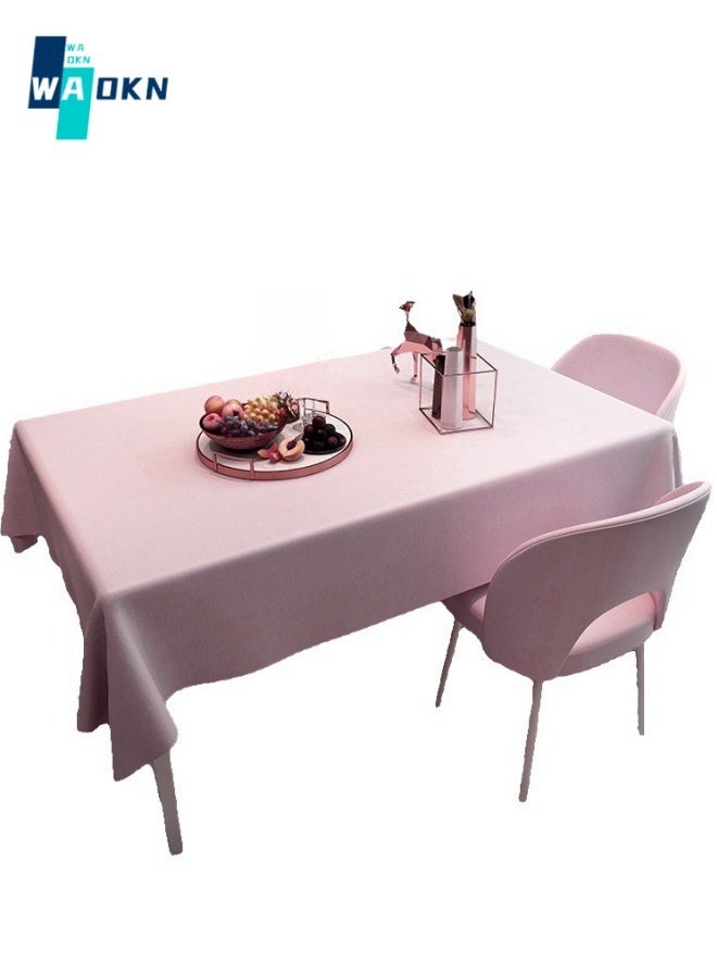 Simple Solid Color Tablecloth for Household Use, PVC Material Table Top Protection, Rectangular Table Top Decoration, Waterproof and Oilproof No-wash Table Cover (140X180 cm-4 Seats)