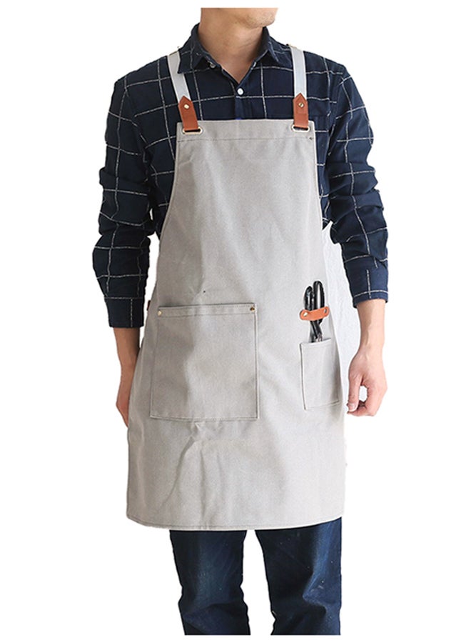 Apron With Adjustment Strap And Two Pockets Grey 64x76cm