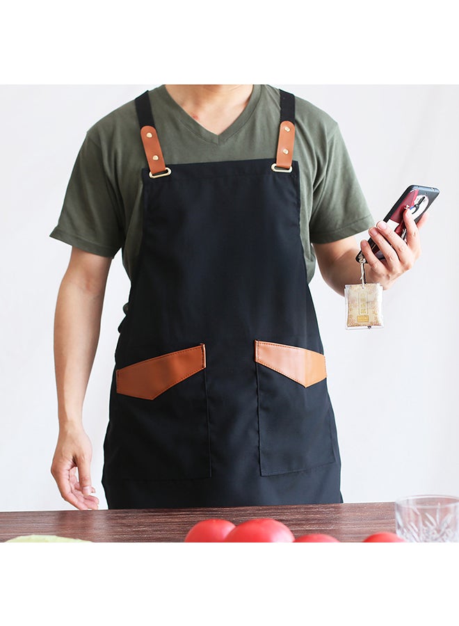 Apron With Adjustment Strap And Two Pockets Black 63x74cm