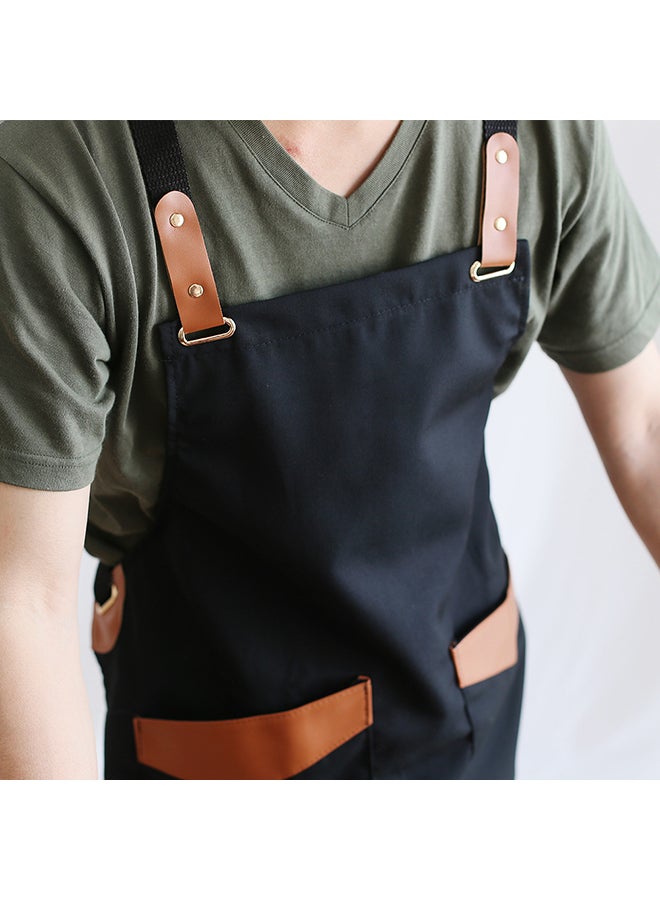 Apron With Adjustment Strap And Two Pockets Black 63x74cm