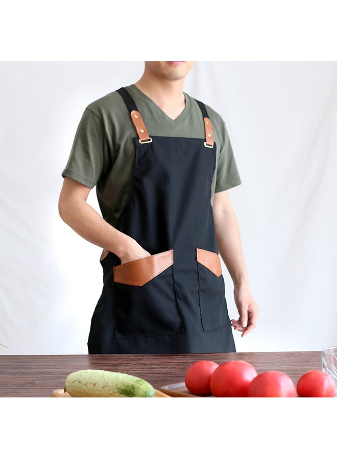 Apron With Adjustment Strap And Two Pockets Black 63x74cm