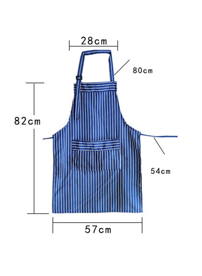 Striped Kitchen Apron With Adjustable Neck Strap Blue 57x82cm