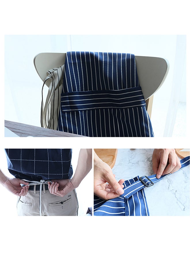 Striped Kitchen Apron With Adjustable Neck Strap Blue 57x82cm