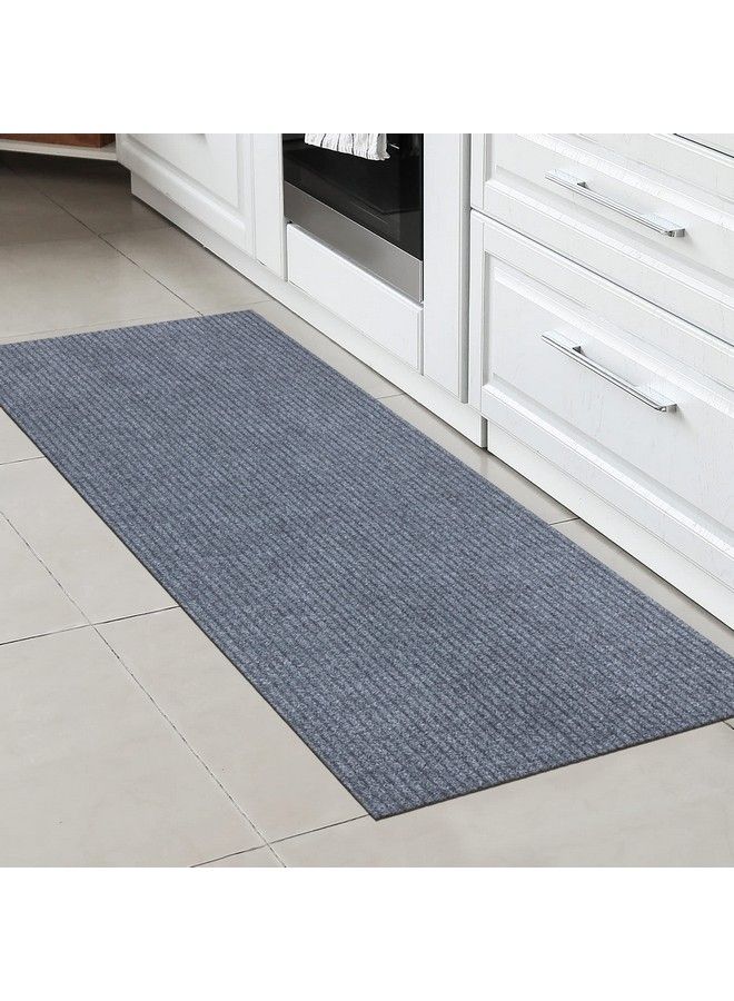 Scrape Rib Solid Design Nonslip Rubberback 3X6 Indoor Outdoor Waterproof Runner Rug For Hallway Kitchen Living Room Garage Patio 2'7