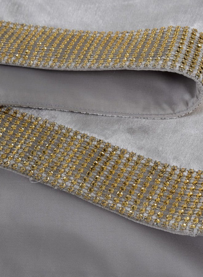 Soho Rayon Velvet Runner, Grey & Gold – 40x220 cm