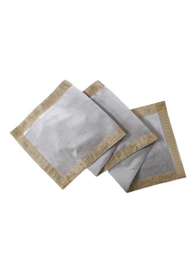 Soho Rayon Velvet Runner, Grey & Gold – 40x220 cm