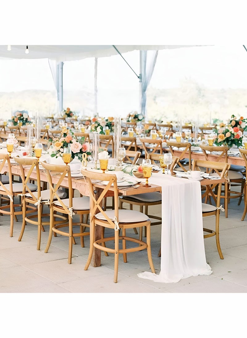 White Chiffon Table Runner for Wedding - White Table Runner, Sheer Party Decor, Rustic Runners for Bridal Baby Shower Decorations 10ft