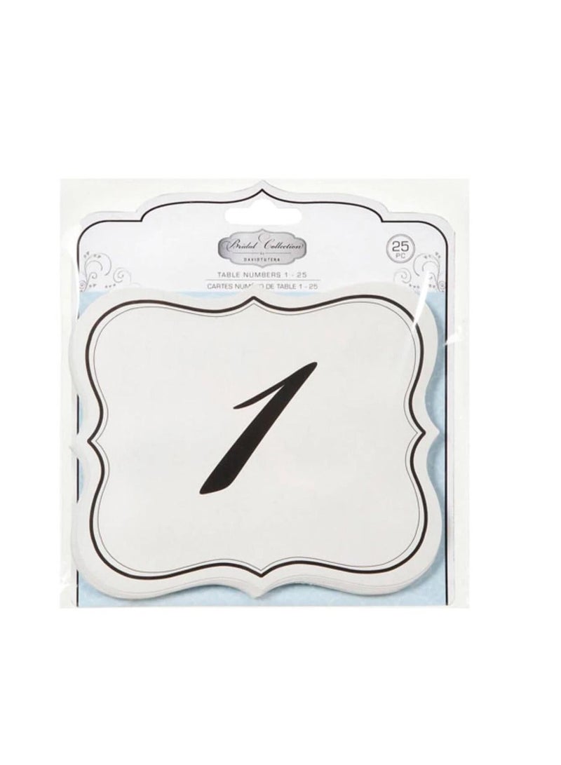 David Tutera Table Cards Numbered 1-25 Double Sided 25 pieces