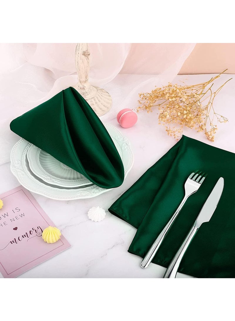 10 Pcs Satin Napkins Square Table Napkins Soft Dinner Napkins Elegant Silk Napkins For Dinner Wedding Parties Soft Smooth Fabric Washable Napkins For Parties Weddings And Dinners (Green)