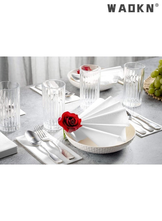 Disposable Cloth Like Napkins, Built-in Flatware Pocket, Wedding Party Linen Feel White Napkin, Prefolded for Silverware,50 Pack Linen Feel Napkins