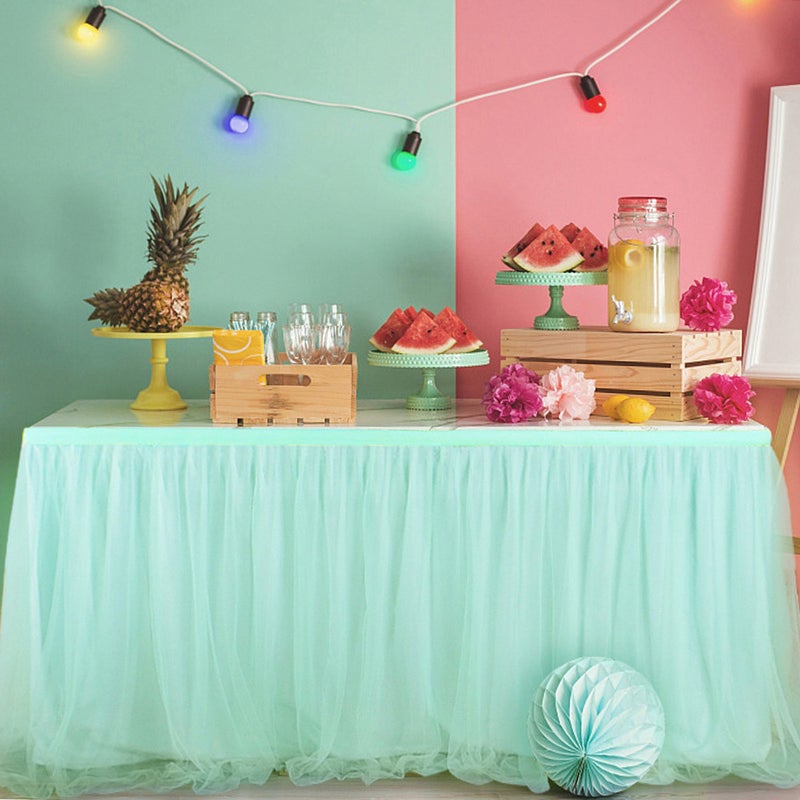 Handmade Tulle Table Skirt Light Green