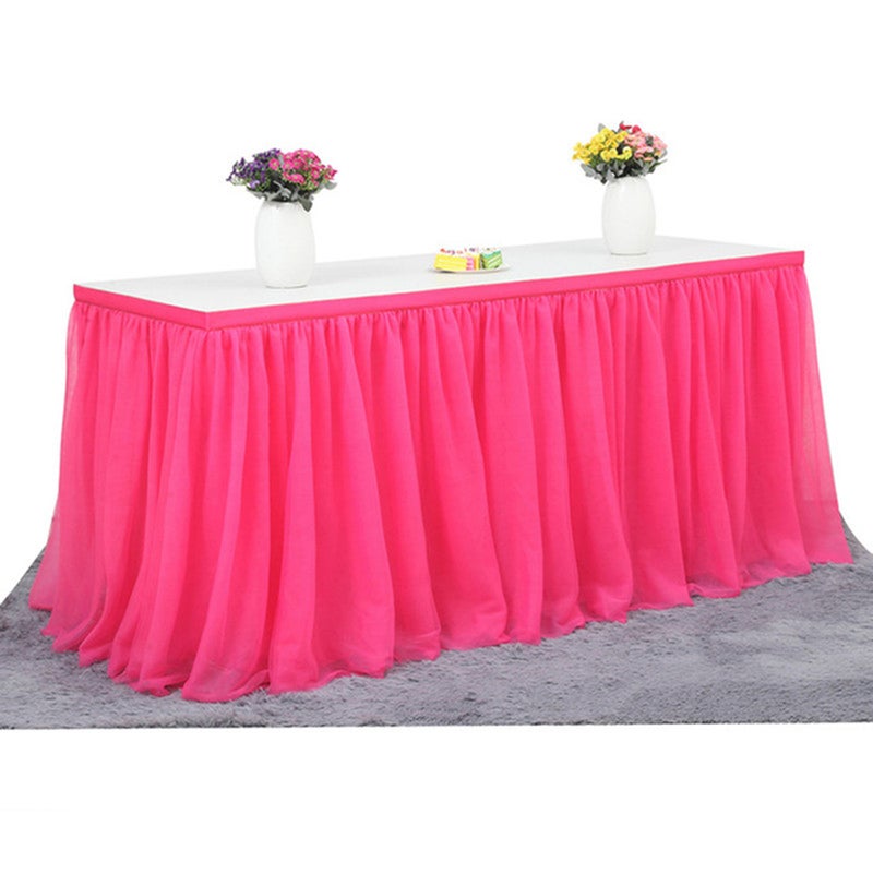 Handmade Tulle Table Skirt Rose Red 35 x 2 x 35cm