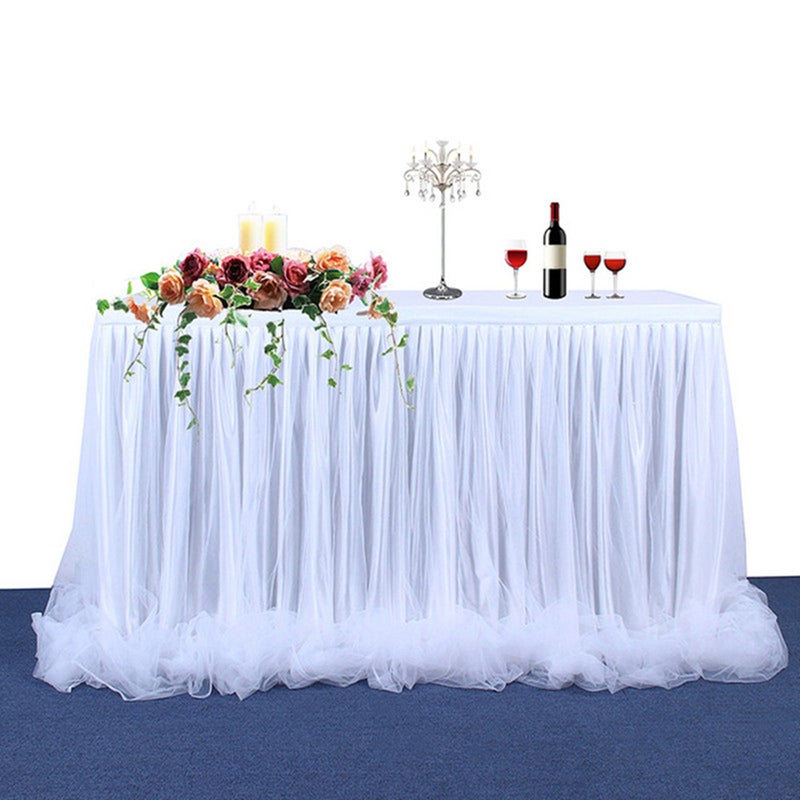 Handmade Tulle Table Skirt White 35 x 2 x 35cm