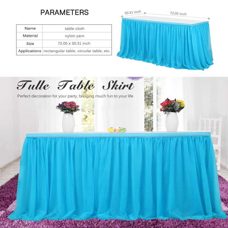 Handmade Tulle Table Skirt Blue 35 x 2 x 35cm