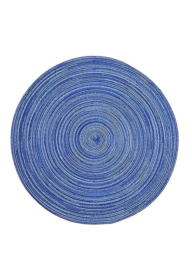 Round Braided Placemats Set of 4, Woven Heat Resistant Washable Kitchen Table Mats with 4 Coasters for Dining Home Wedding Outdoor Party