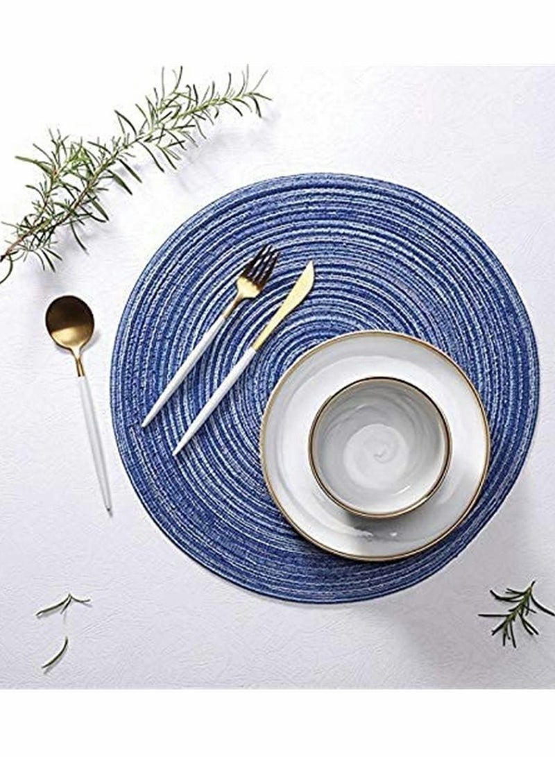 14 Inch Circle Placemats for Dining Table Set of 6 Farmhouse Round Cloth Placemat Woven Place Mats Heat Resistant Outdoor Patio