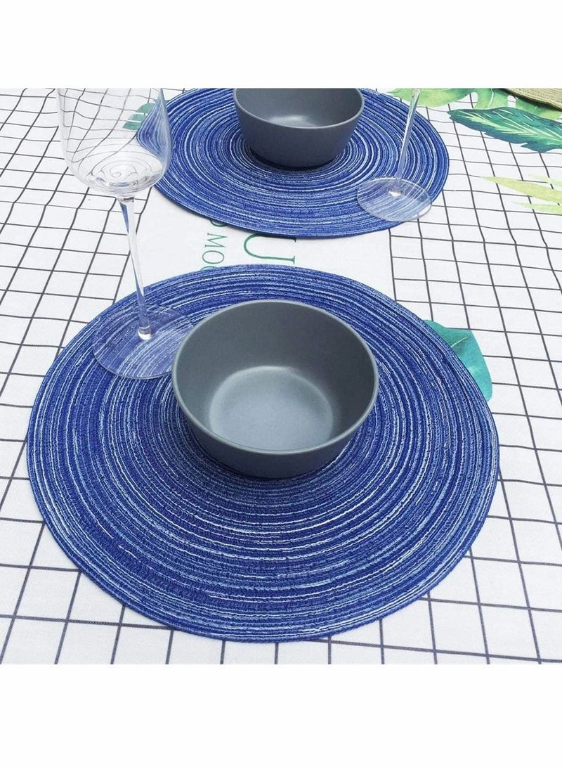 14 Inch Circle Placemats for Dining Table Set of 6 Farmhouse Round Cloth Placemat Woven Place Mats Heat Resistant Outdoor Patio