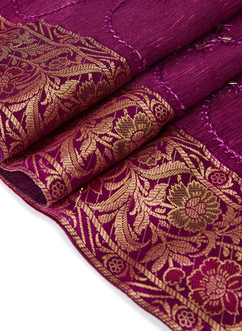 5-Piece Embroidered Placemat and Table Runner Set Pink