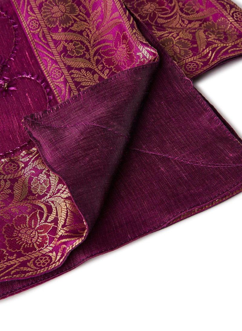 5-Piece Embroidered Placemat and Table Runner Set Pink