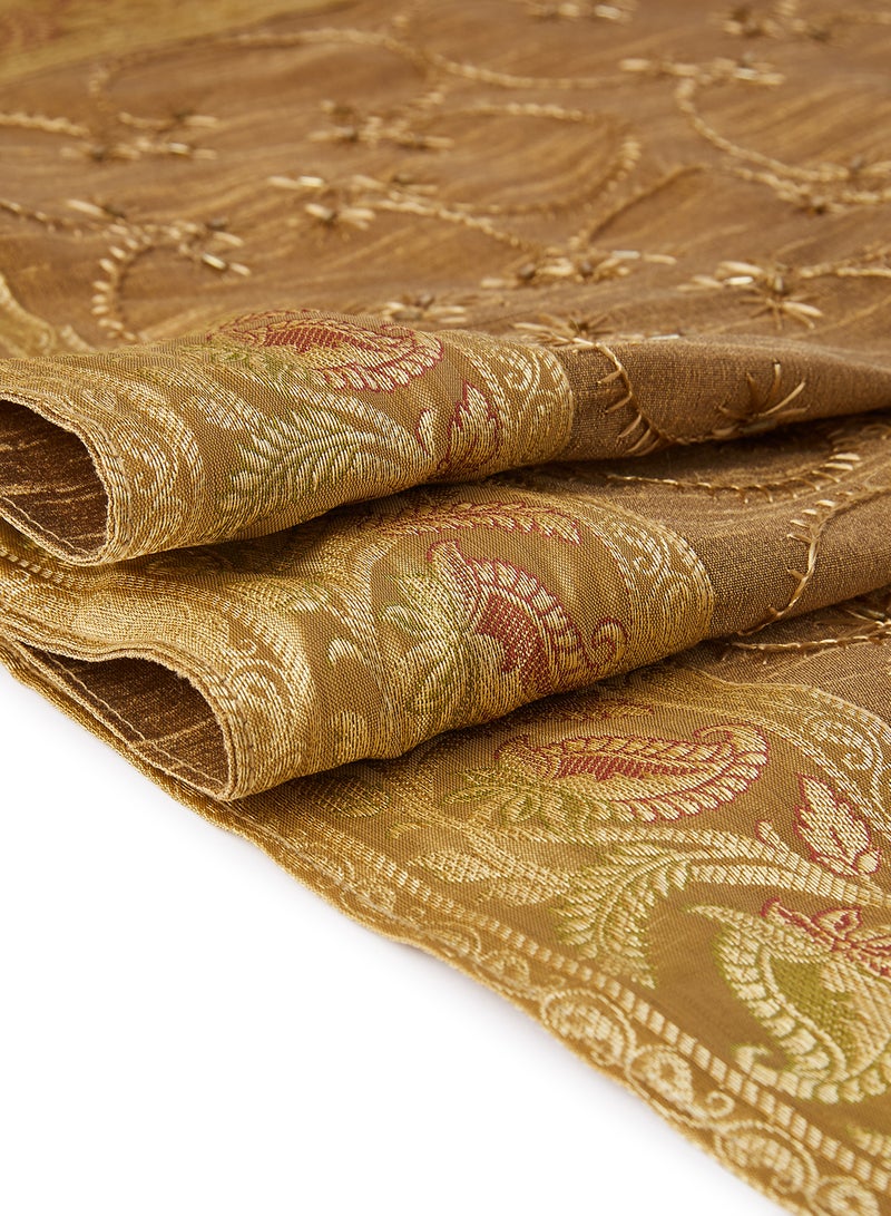 5-Piece Embroidered Placemat and Table Runner Set Gold