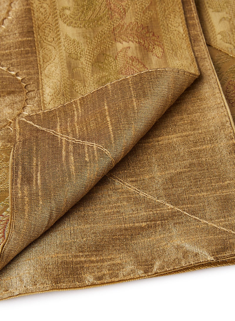 5-Piece Embroidered Placemat and Table Runner Set Gold