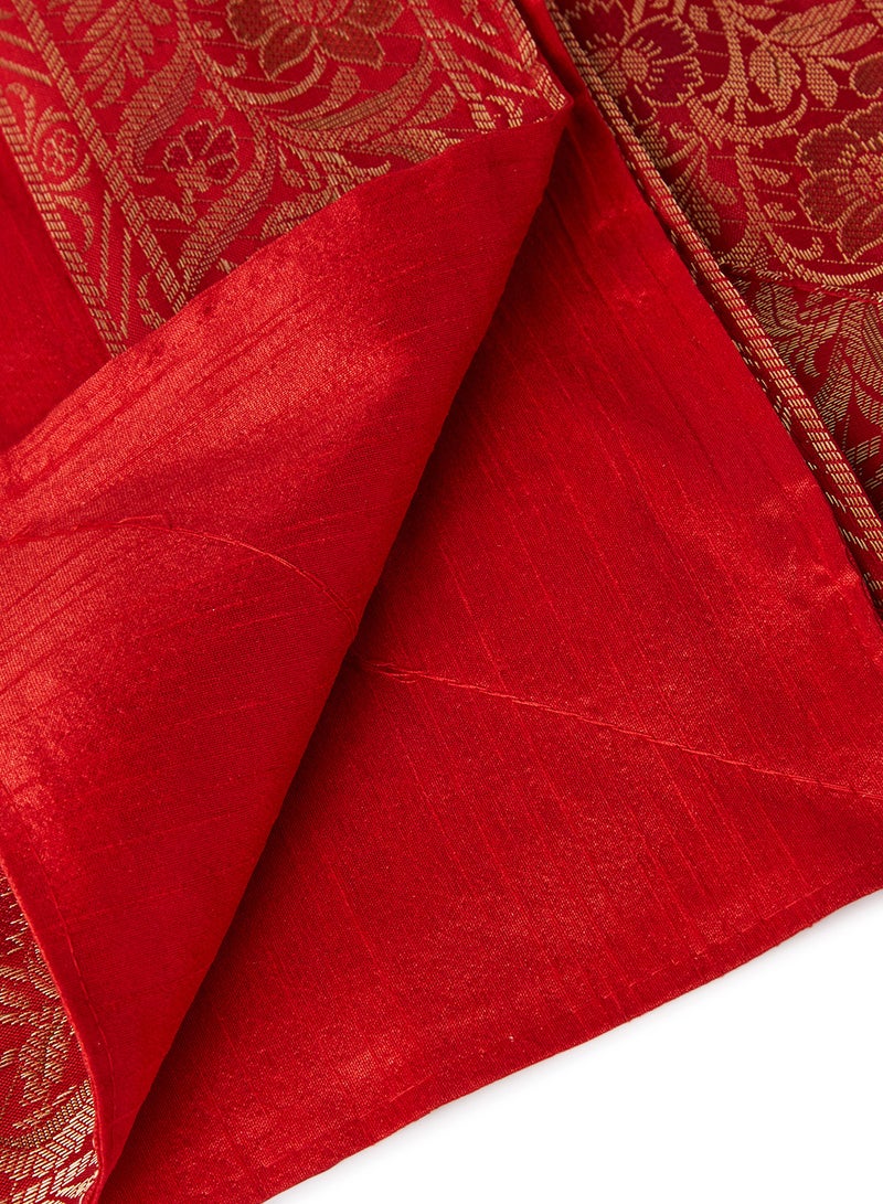 5-Piece Embroidered Placemat and Table Runner Set Red