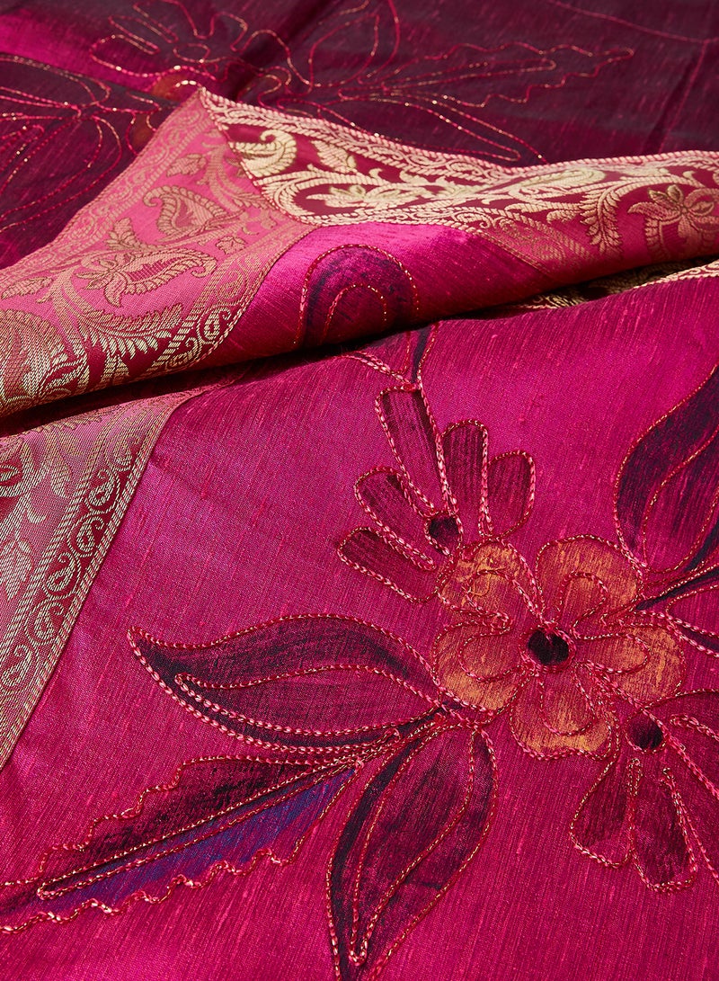 5-Piece Embroidered Placemat and Table Runner Set Pink