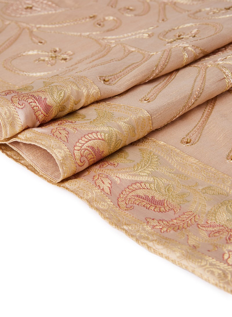 5-Piece Embroidered Placemat and Table Runner Set Beige