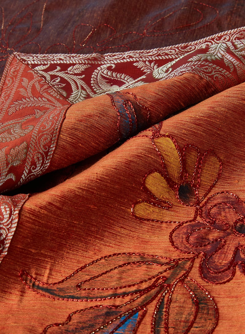 5-Piece Embroidered Placemat and Table Runner Set Orange