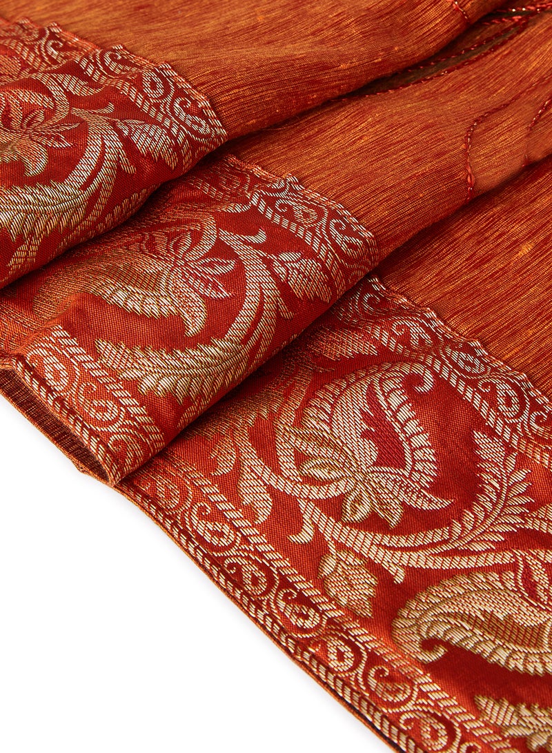 5-Piece Embroidered Placemat and Table Runner Set Orange