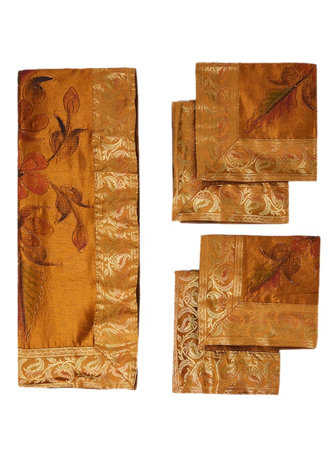 5-Piece Embroidered Placemat and Table Runner Set