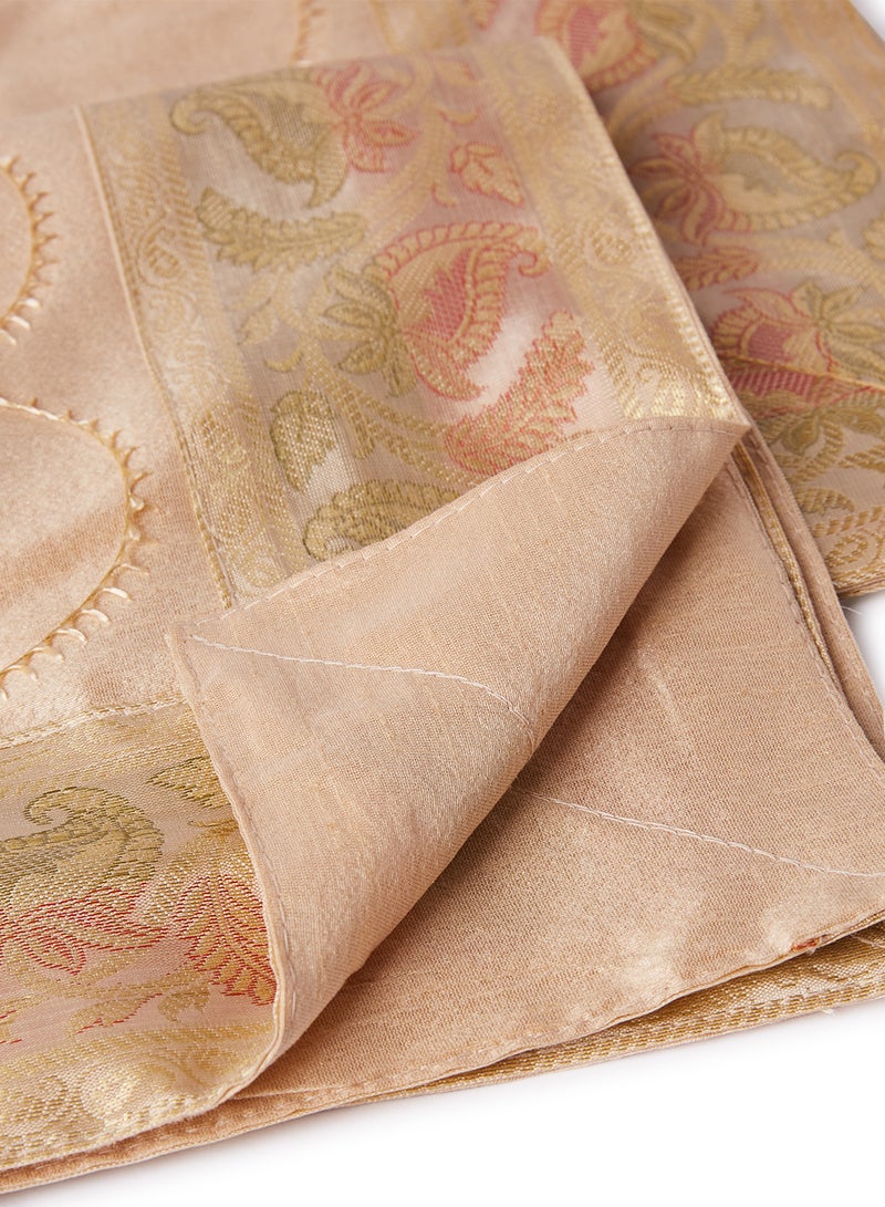 5-Piece Embroidered Placemat and Table Runner Set Beige
