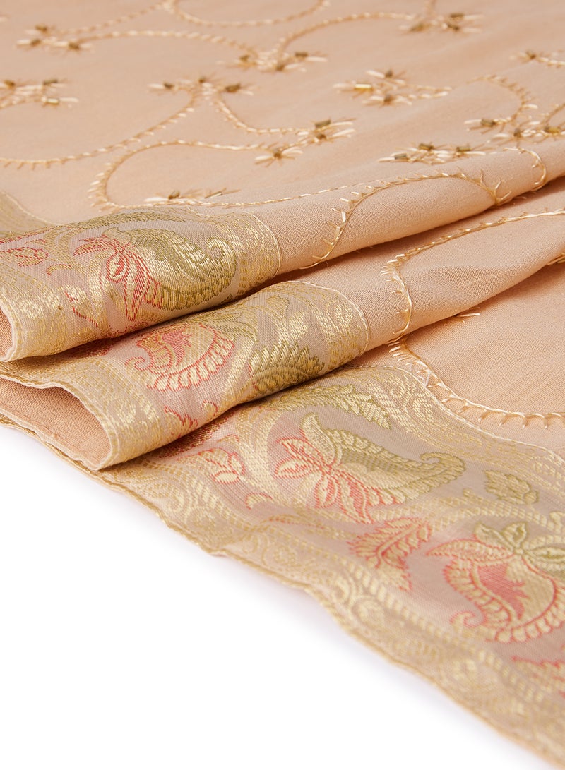 5-Piece Embroidered Placemat and Table Runner Set Beige