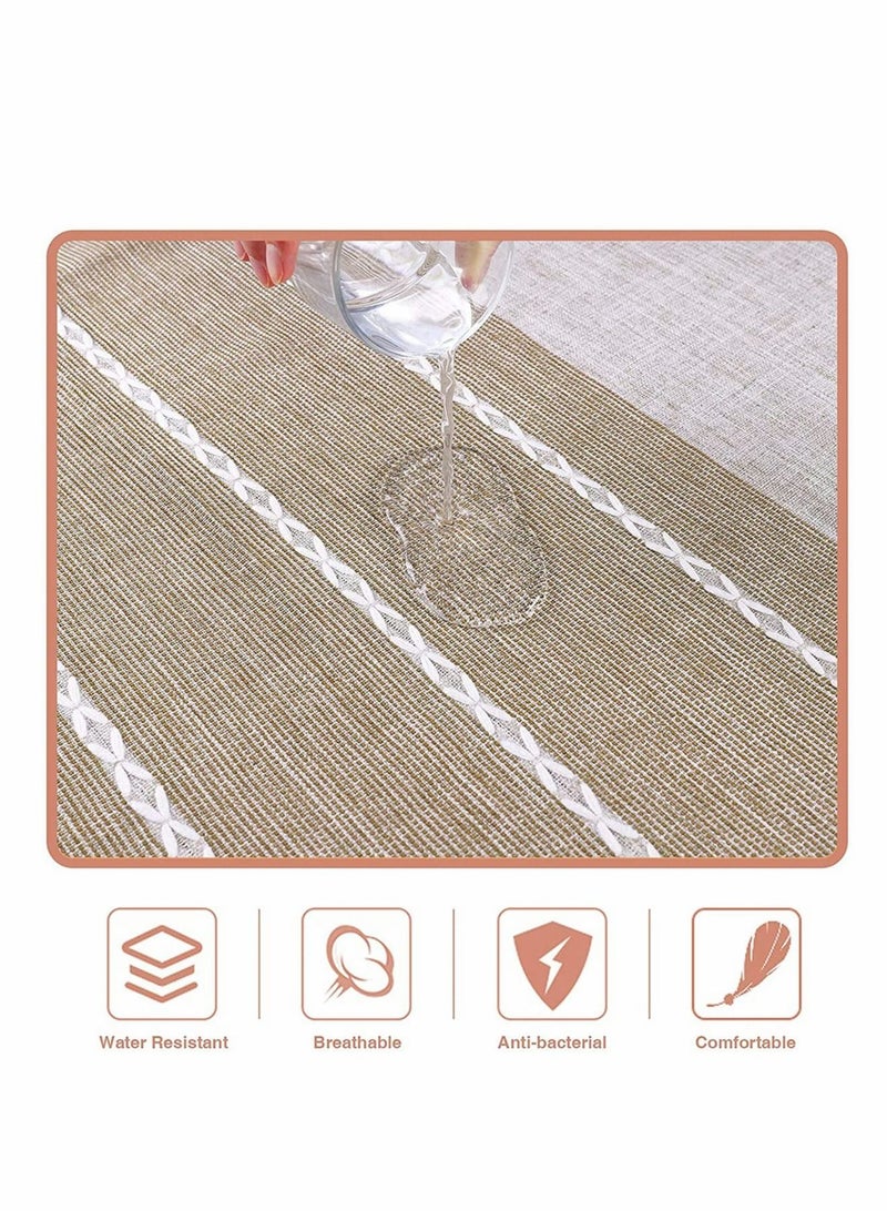 Simplicity and Fashion Table Cloth Tassel Cotton Linen Table Cover for Kitchen Dinning Wrinkle Free Table Cloths (Coffee, 60 in Round)