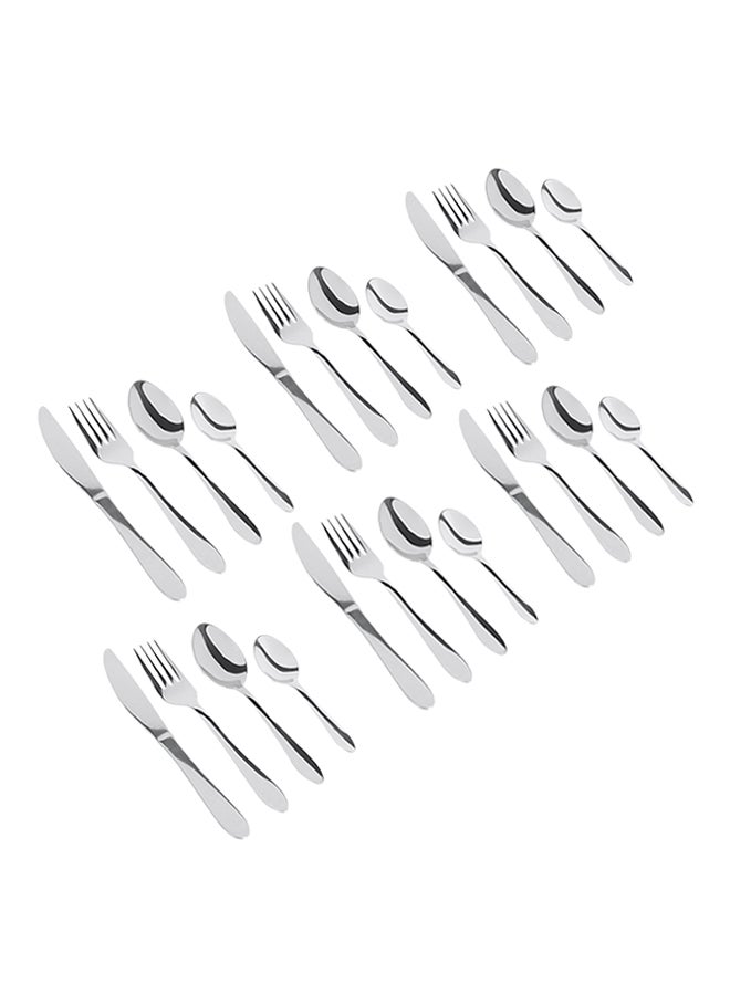 24-Piece Sleek Cutlery Set Silver 26cm