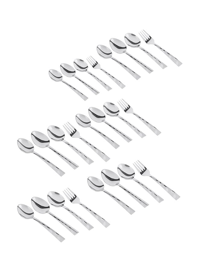 24-Piece Stainless Steel Petals Cutlery Set Silver 26x15.5centimeter